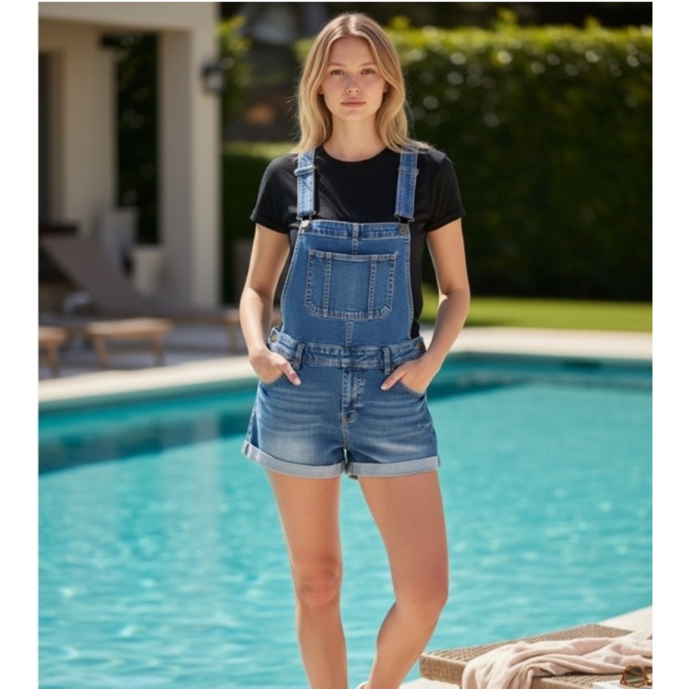 Tinseltown Y2K Denim Shortall Overall Womens S Blue Country Cowgirl Southwestern